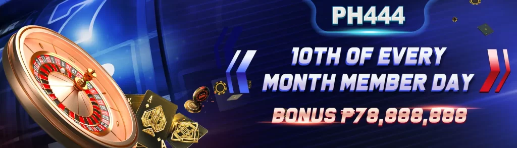 PH444 Casino slots lobby with blue themed reels and premium provider tiles